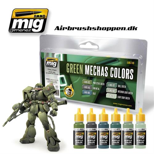 A.MIG-7149 GREEN MECHAS COLORS 6x17 ml